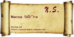 Nacsa Sára névjegykártya
