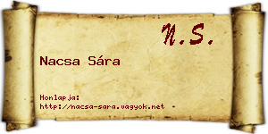 Nacsa Sára névjegykártya